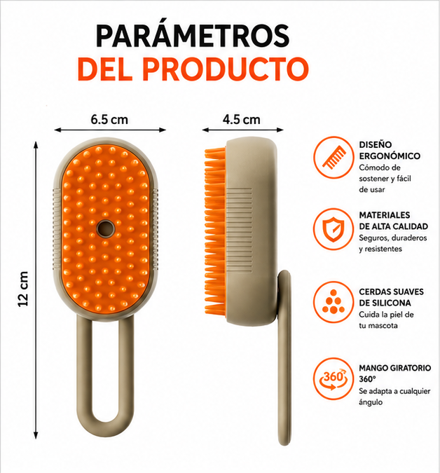 Cepillo de Vapor para Perros y Gatos