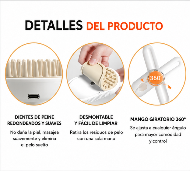 Cepillo de Vapor para Perros y Gatos